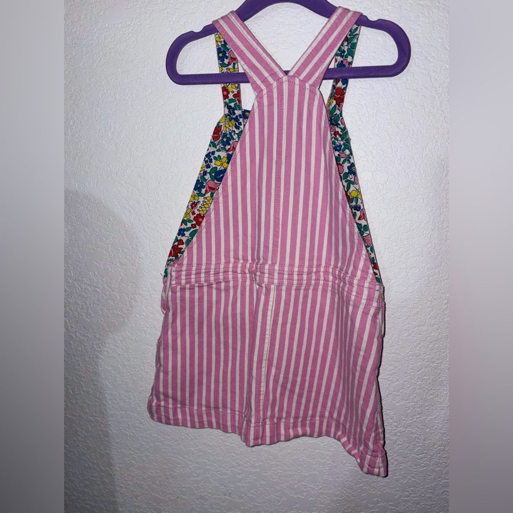 Mini Boden Pink & White Striped Girls' Overall Dress - Picture 2 of 3